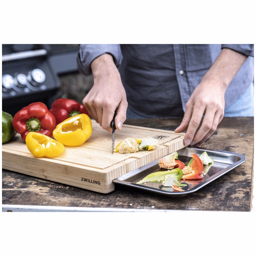 15.5-inch x 12-inch Cutting Board With Tray, Bamboo