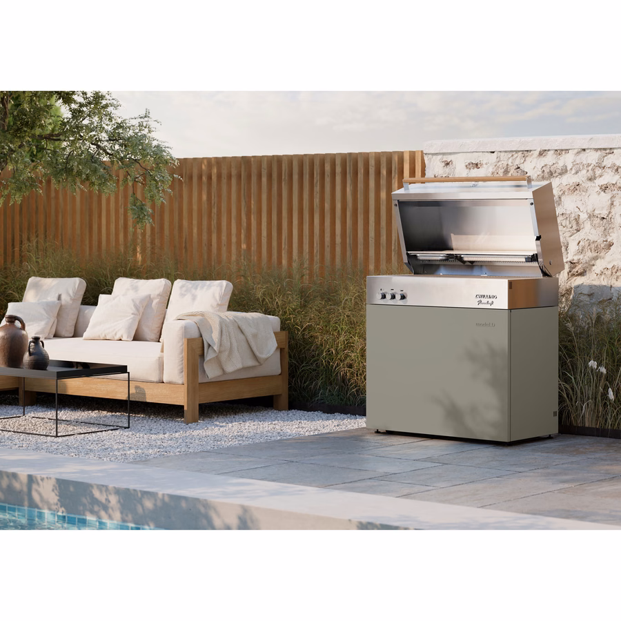 Propane gas grill, Taupe