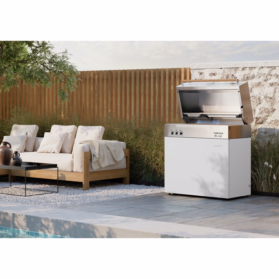 Propane gas grill, Ivory-White