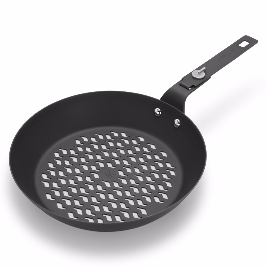 Perforated Carbon Steel Fry Pan with Removeable Handle