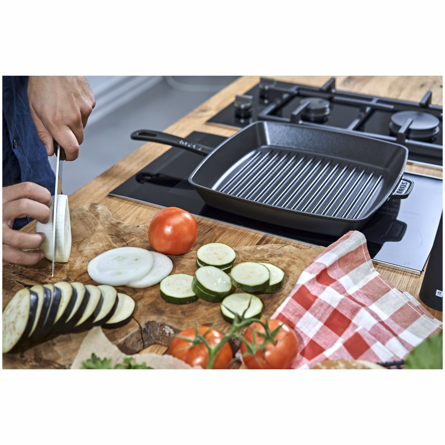 12-inch, Cast Iron, Square, Grill Pan, Matte Black