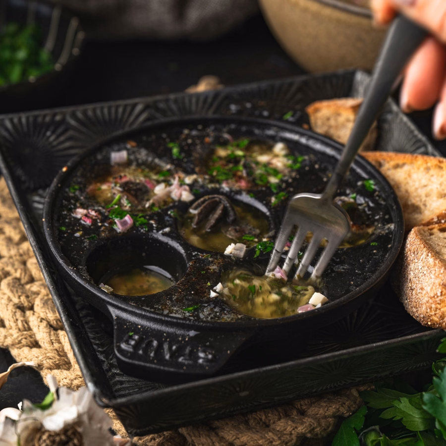 5.5-inch, Escargot Dish with six holes, Matte Black