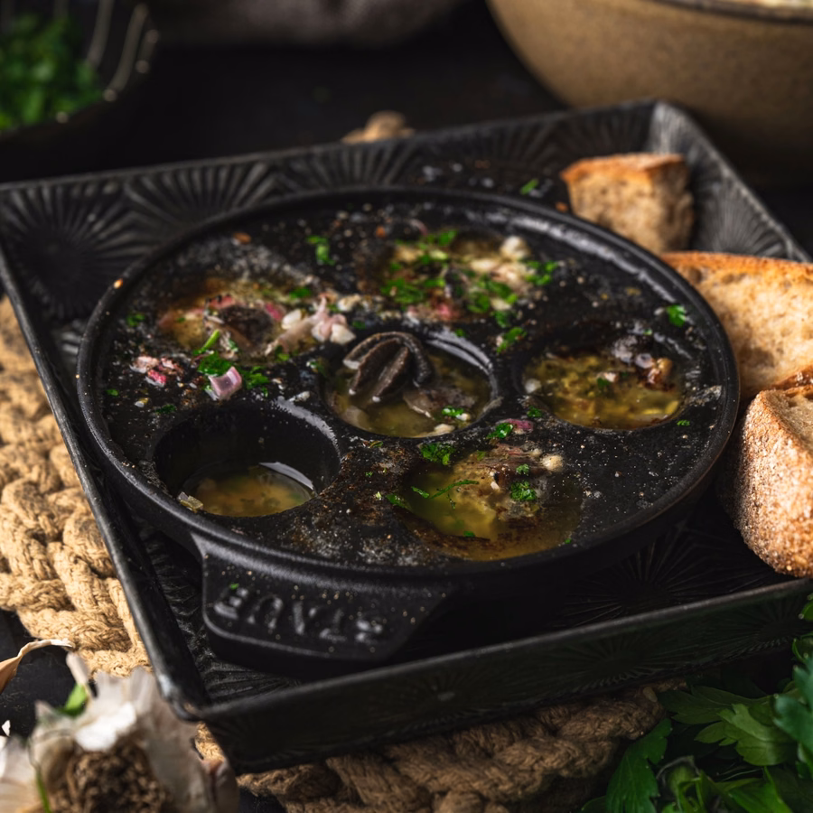 5.5-inch, Escargot Dish with six holes, Matte Black