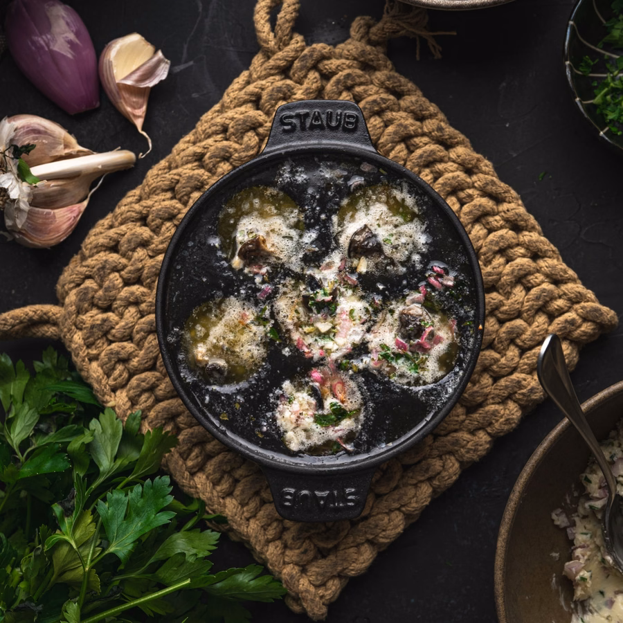 5.5-inch, Escargot Dish with six holes, Matte Black