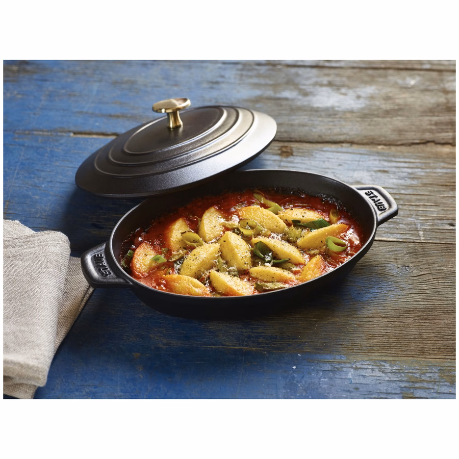 9-inch, Oval, Covered Baking Dish With Lid, Matte Black