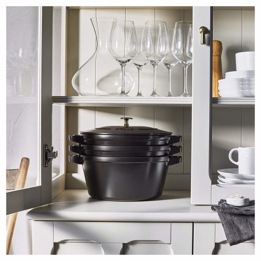 4-pc Stackable Cookware Set, Matte Black, Cast Iron