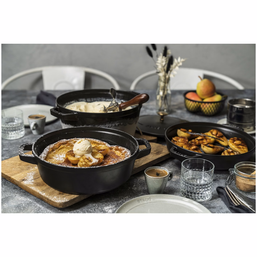 4-pc Stackable Cookware Set, Matte Black, Cast Iron