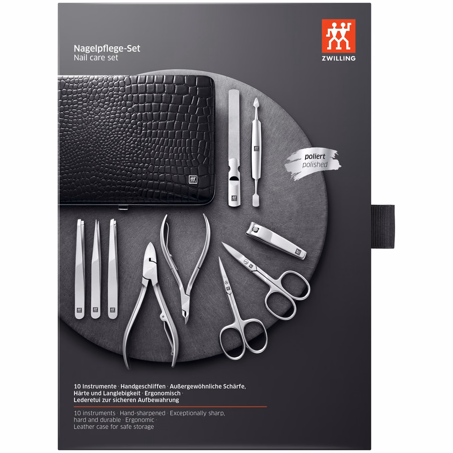 10-pc, Matte Black, Leather, Manicure Pedicure Set