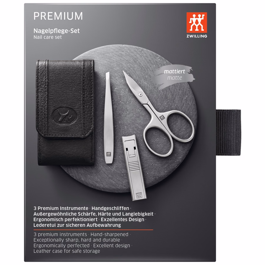 3-pc Leather Manicure Pedicure Set With Compact Nail Clippers