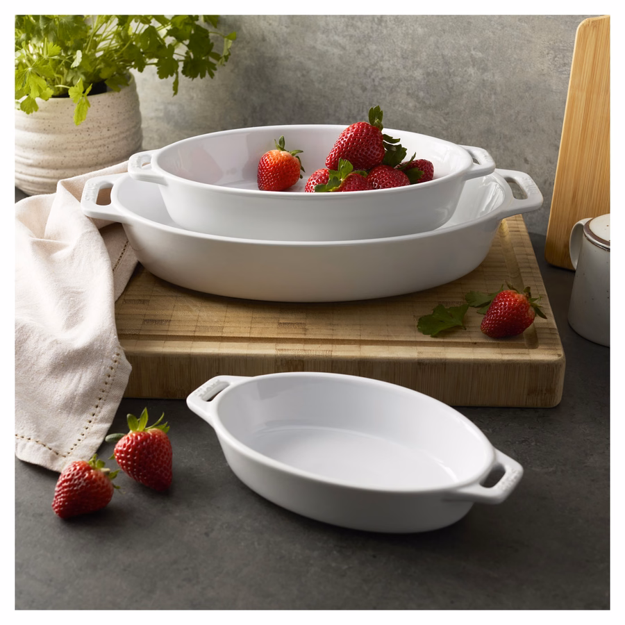3-pc, Oval, Bakeware Set, White
