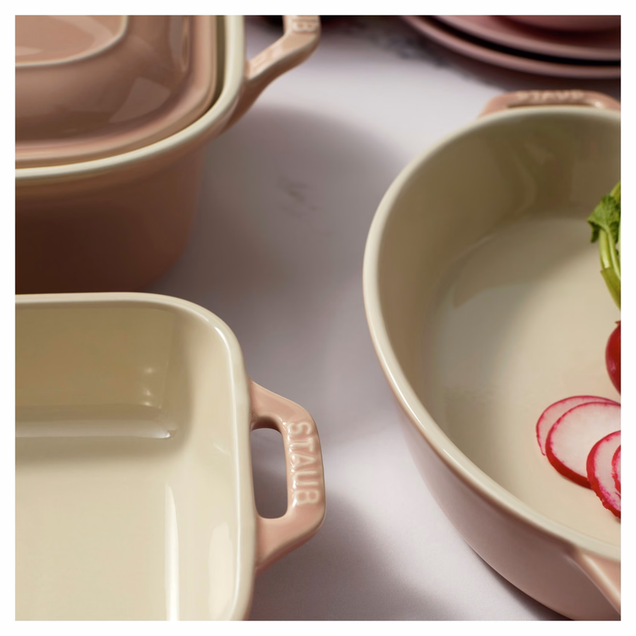 4-pc, Macaron Mixed Baking Dish Set, Light Pink