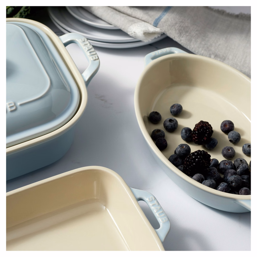 4-pc, Macaron Mixed Baking Dish Set, Light Blue