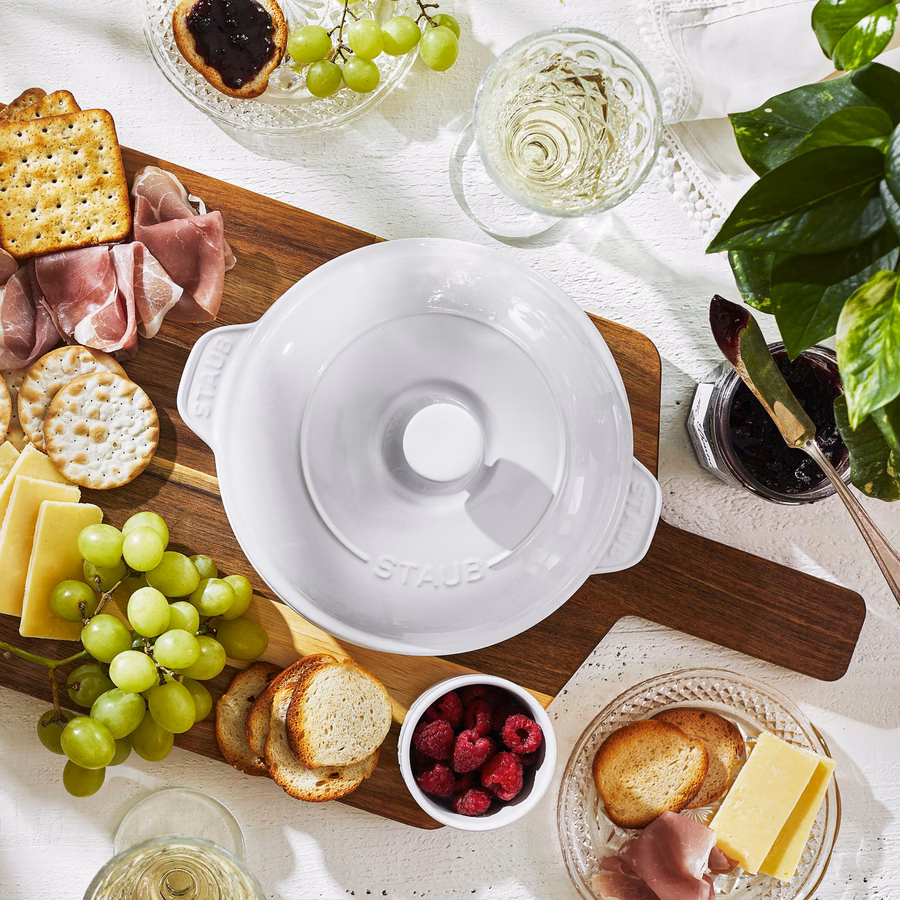 Round, Covered Brie Baker, White