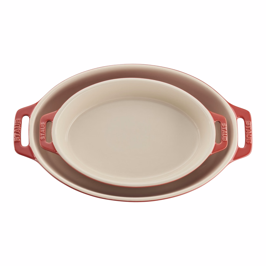2-pc, Oval Baking Dish Set, Cherry