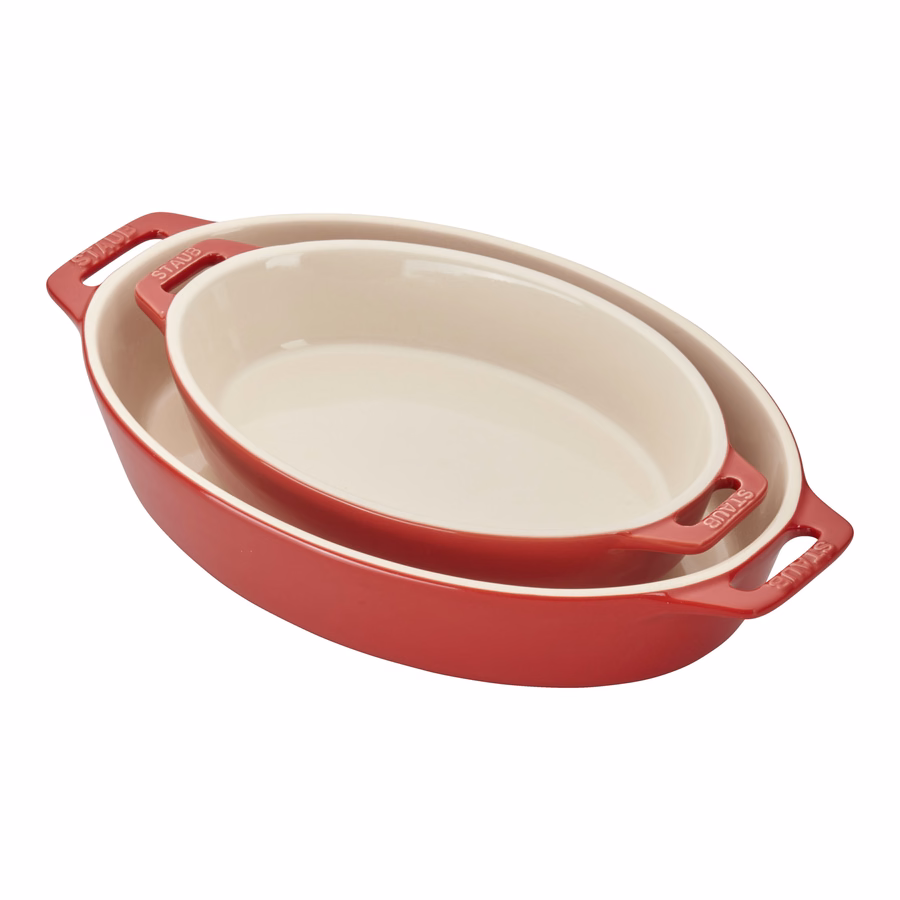 2-pc, Oval Baking Dish Set, Cherry