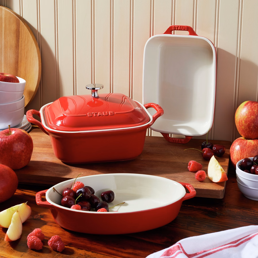 4-pc, Mixed Baking Dish Set, Cherry