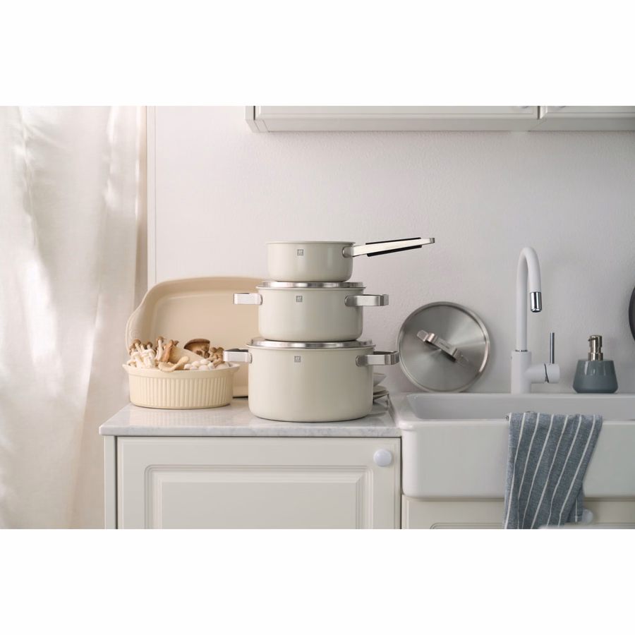 8-pc Stainless Steel Cookware Set, Ivory