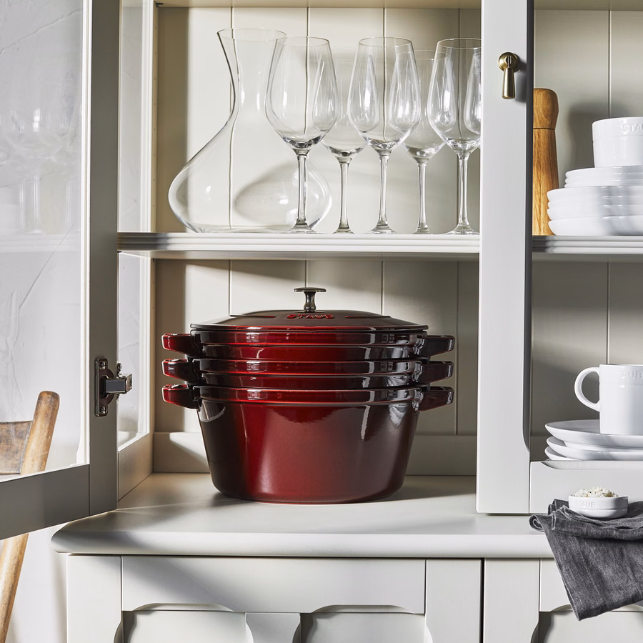4-pc Stackable Cookware Set, Grenadine, Cast Iron