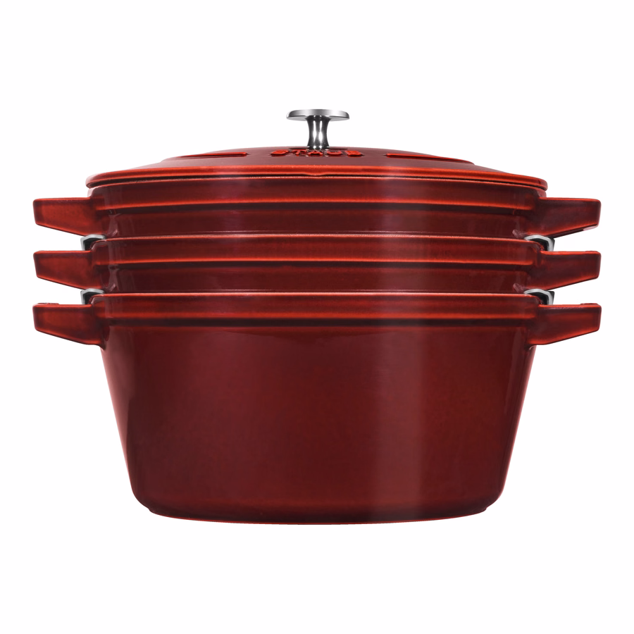 4-pc Stackable Cookware Set, Grenadine, Cast Iron