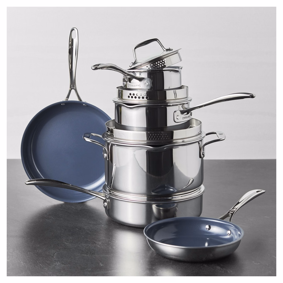 10-pc, Non-stick, Stainless Steel Ceramic Cookware Set
