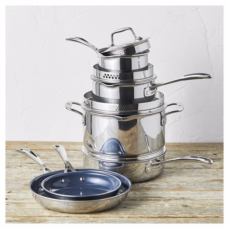 10-pc, Non-stick, Stainless Steel Ceramic Cookware Set