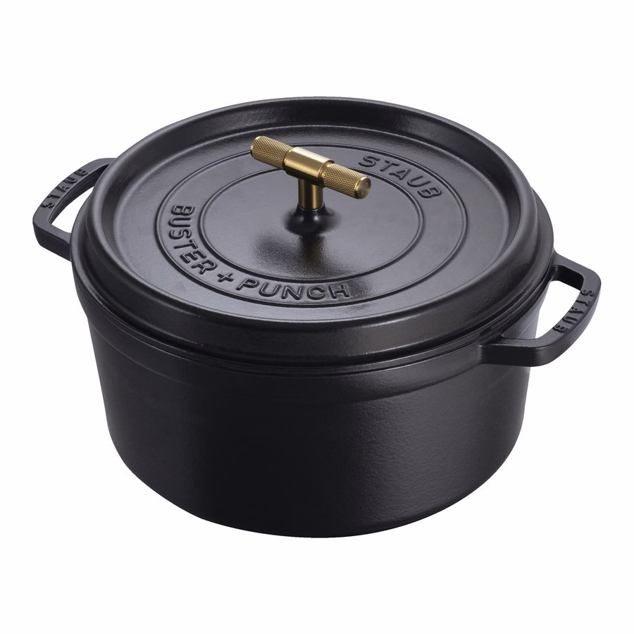 7 qt, Round, Dutch Oven Buster And Punch, Matte Black
