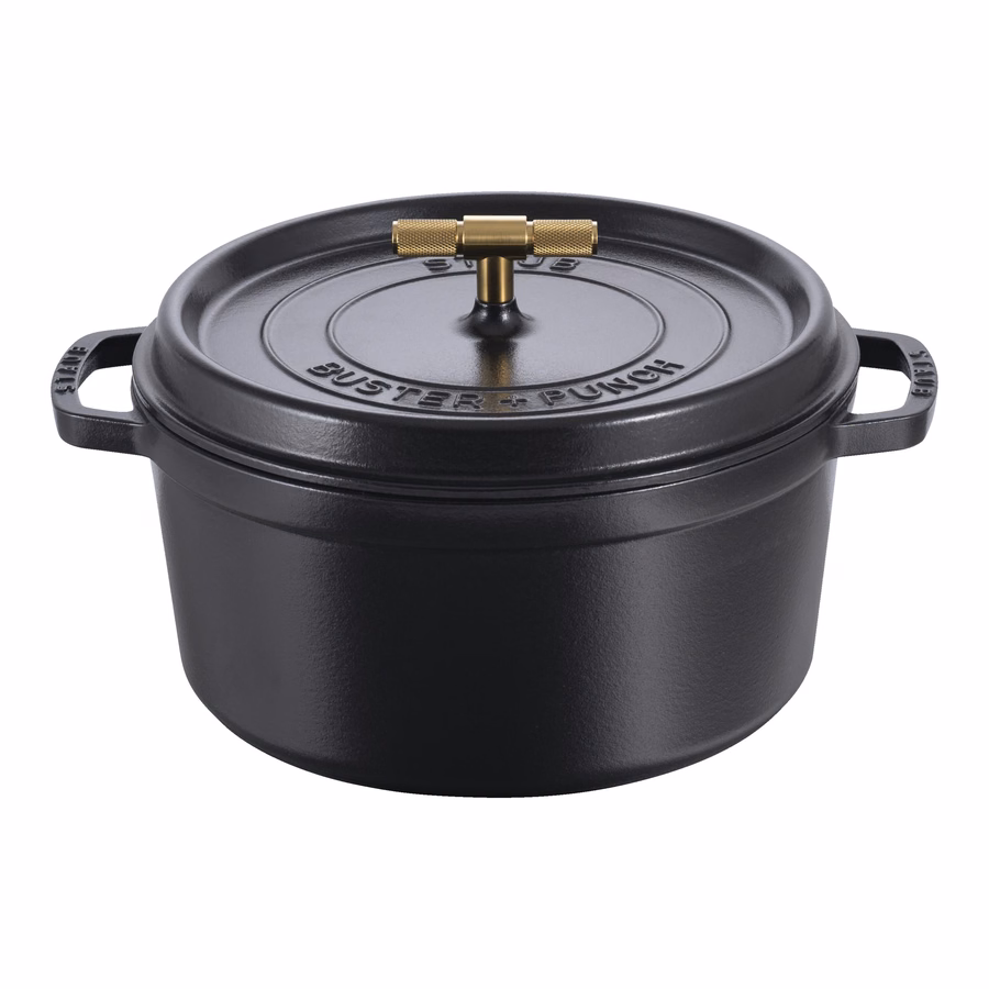 7 qt, Round, Dutch Oven Buster And Punch, Matte Black