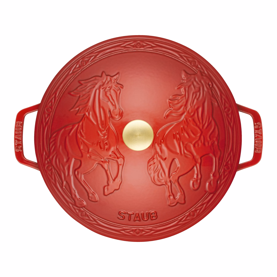 5 qt, Essential French Oven with Horse Lid, Cherry