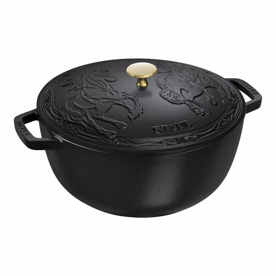5 qt, Essential French Oven with Horse Lid, Matte Black