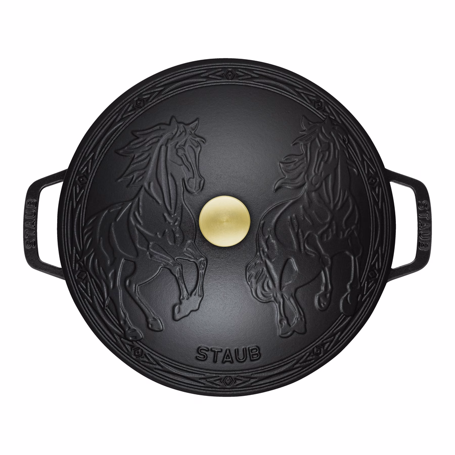 5 qt, Essential French Oven with Horse Lid, Matte Black