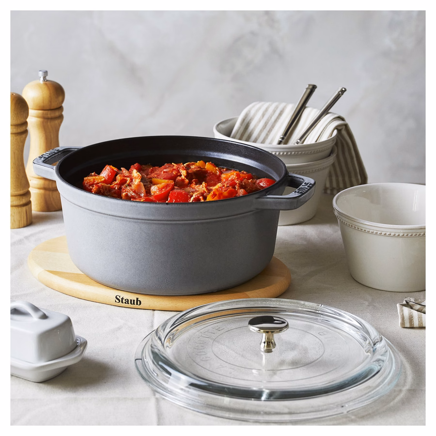 4 qt, Round, Glass Lid Dutch Oven, Graphite Grey