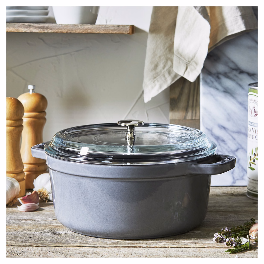 4 qt, Round, Glass Lid Dutch Oven, Graphite Grey
