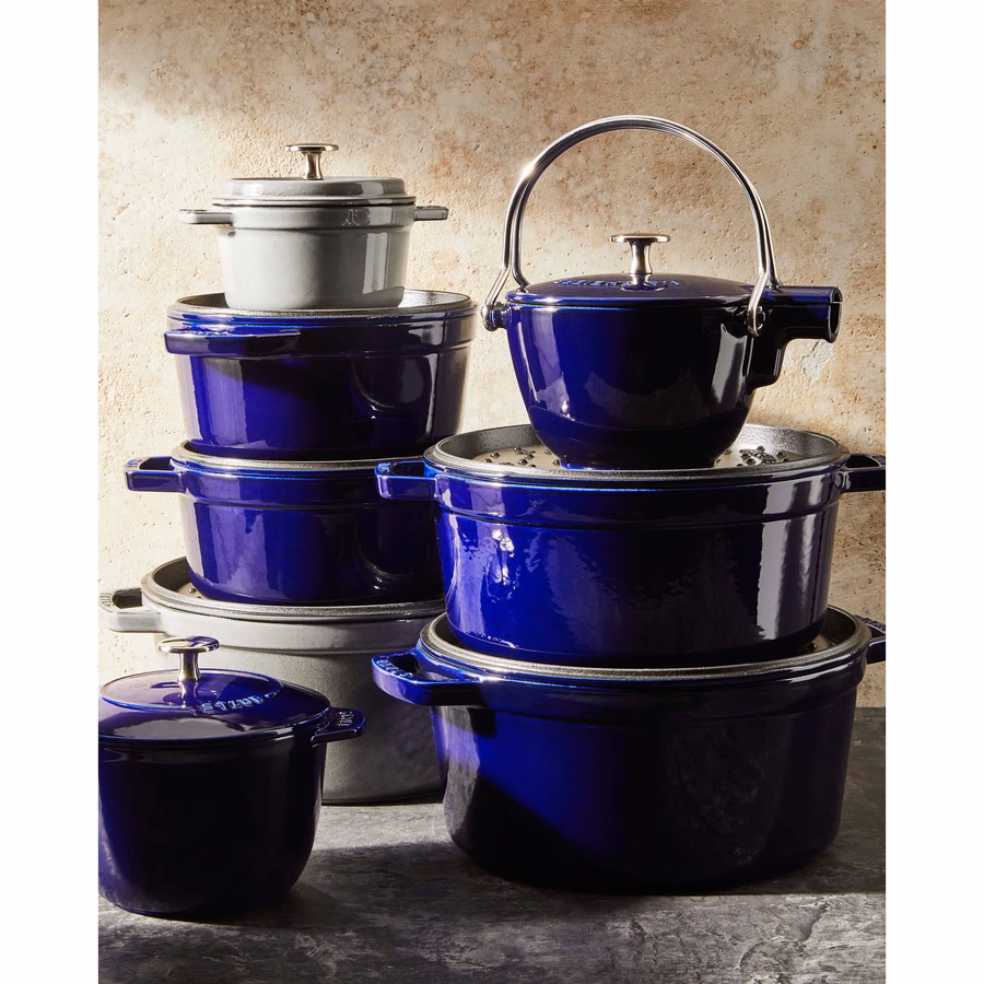 7 qt, Round, Dutch Oven, Dark Blue - Factory Second