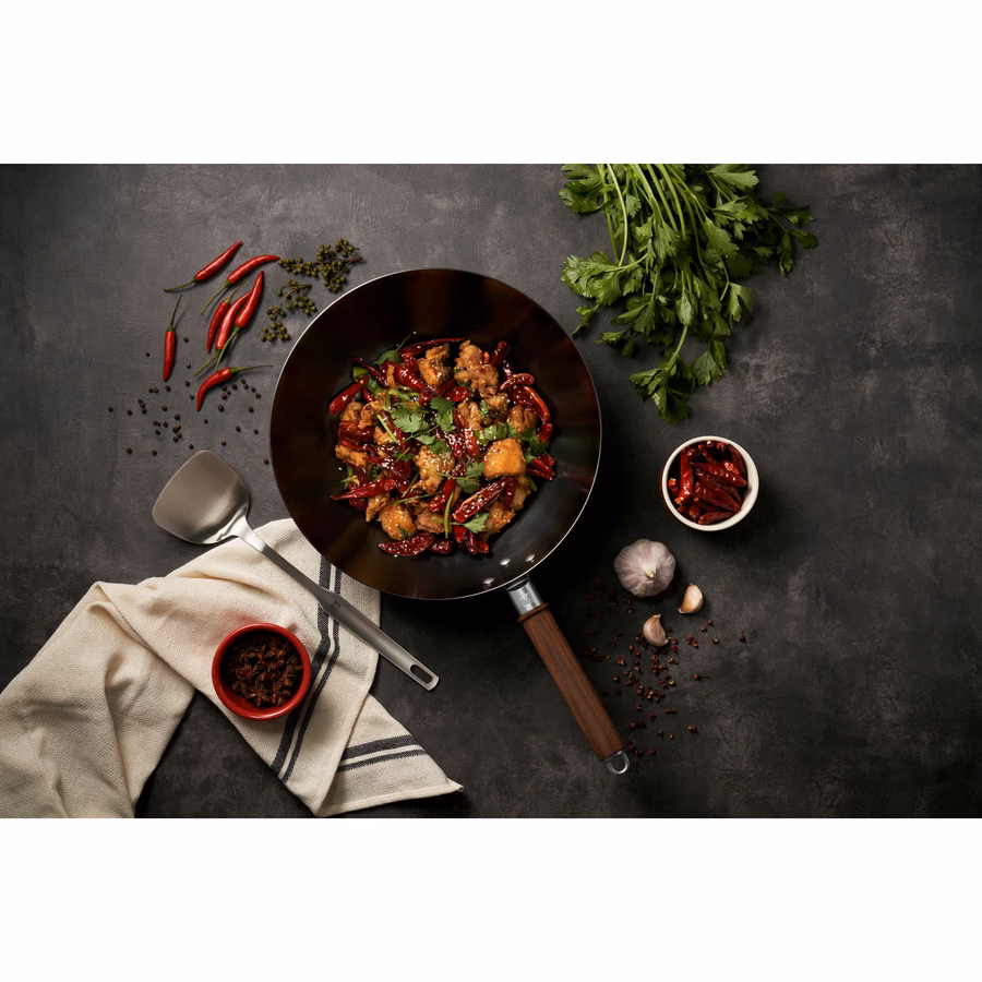 12-inch, Carbon Steel, Wok With Lid