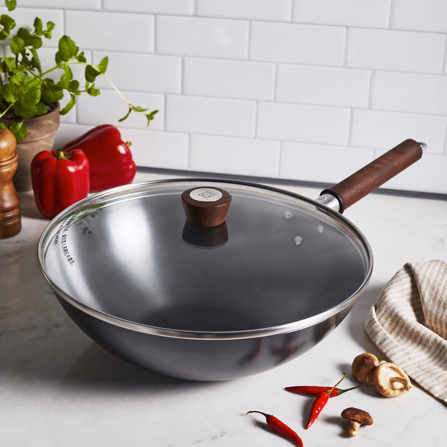 12-inch, Carbon Steel, Wok With Lid