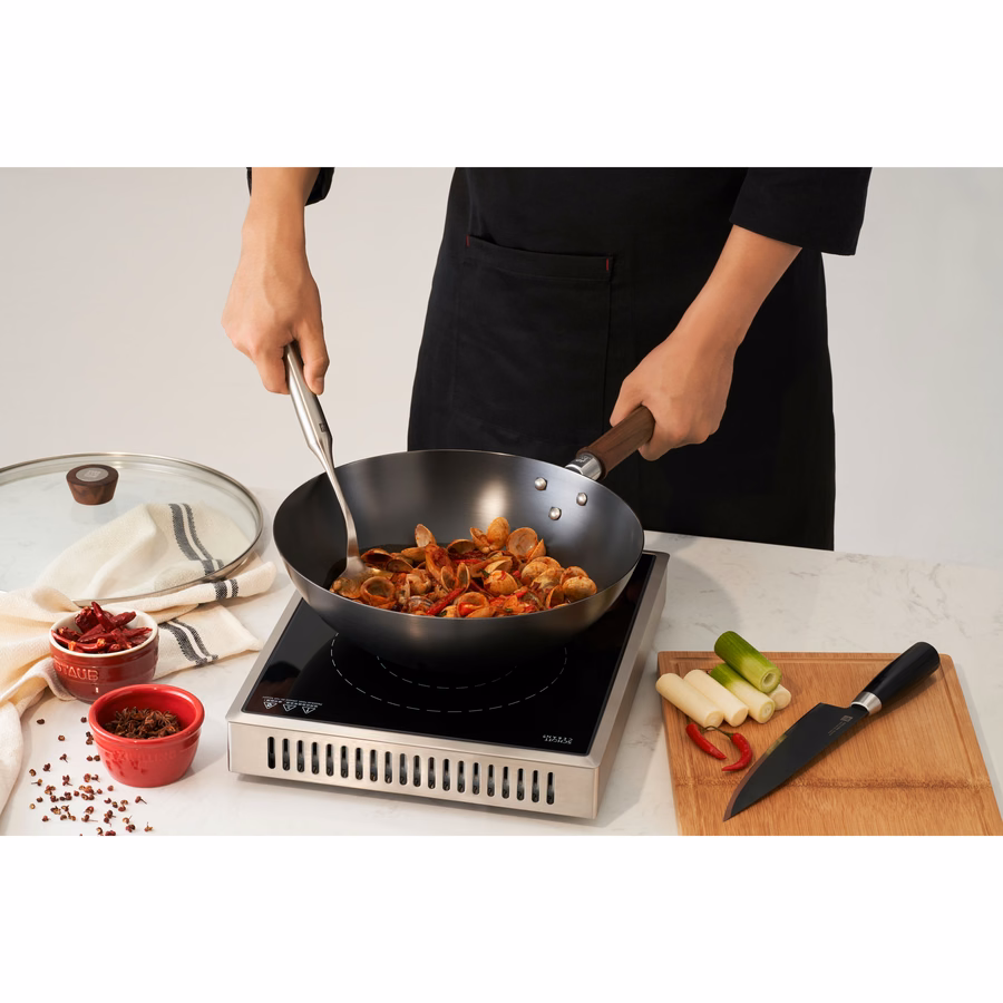 12-inch, Carbon Steel, Wok With Lid