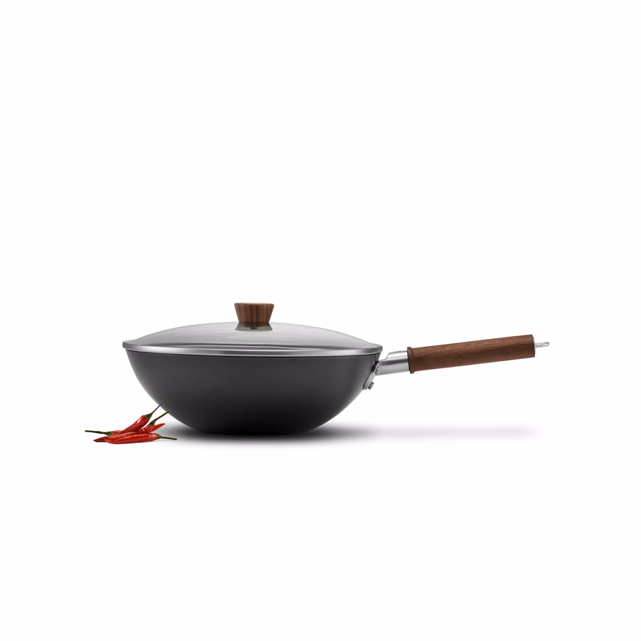 12-inch, Carbon Steel, Wok With Lid