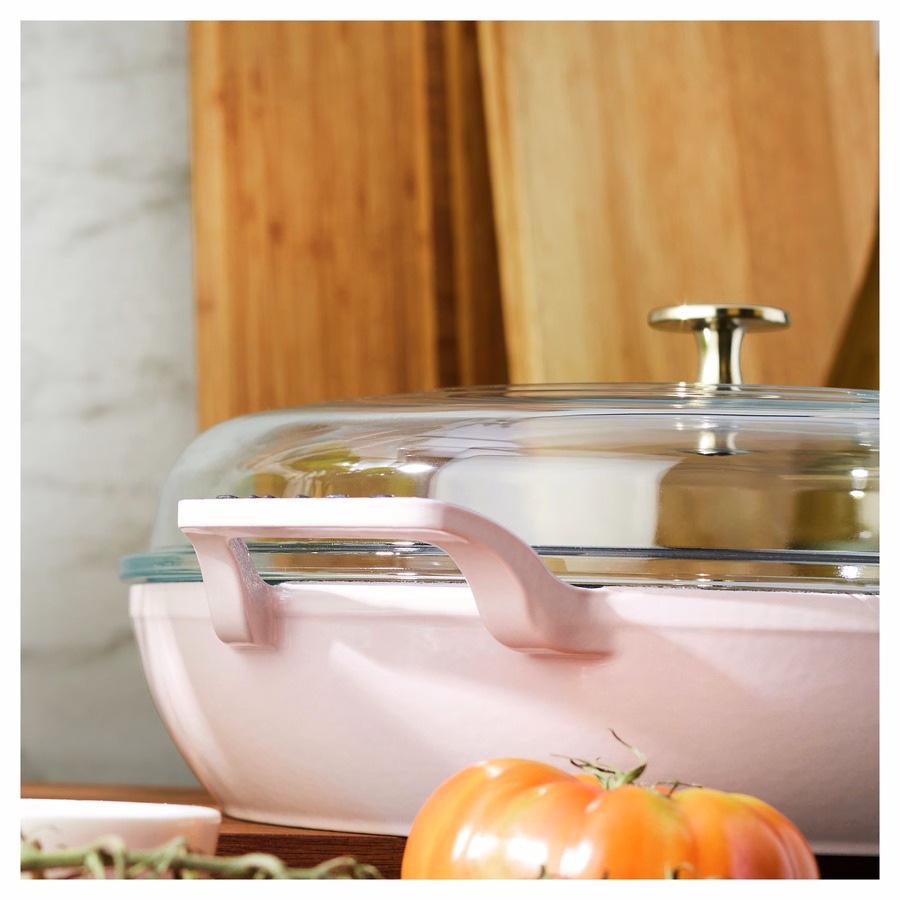 3.5 qt, Braiser With Glass Lid, Peony Pink