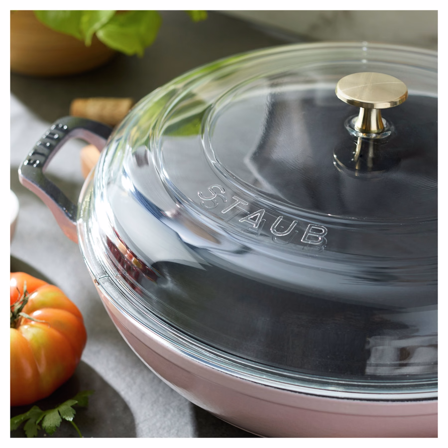 3.5 qt, Braiser With Glass Lid, Peony Pink