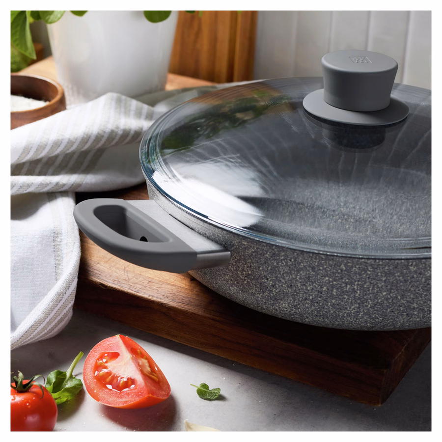 3.9 qt, Aluminum, Ceramic Nonstick Sauté Pan With Lid And Helper Handle Ceramic Coating