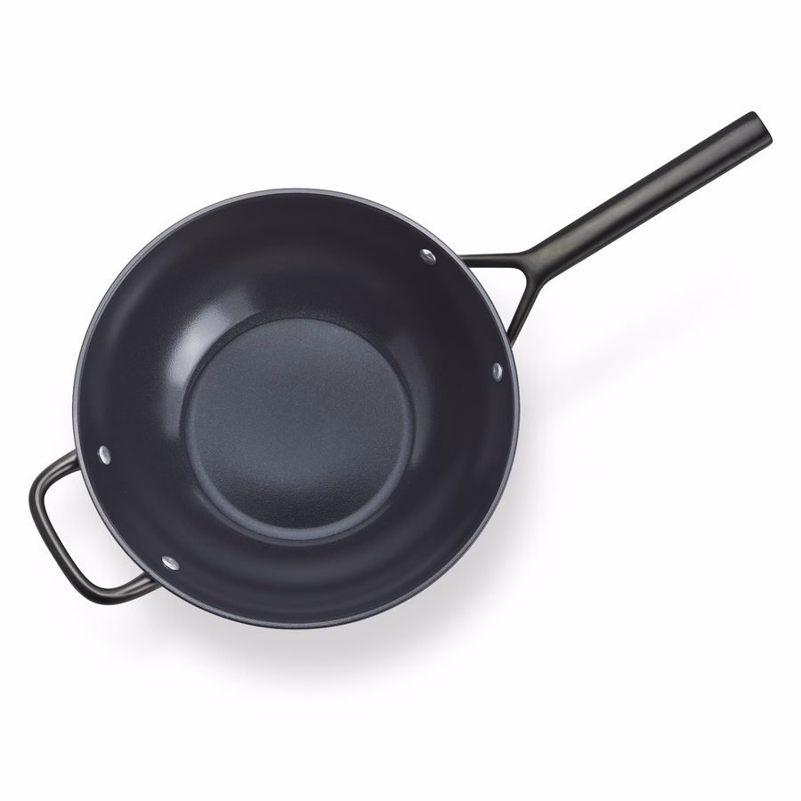 12-inch, Wok With Glass Lid Ceramic Nonstick Titanium