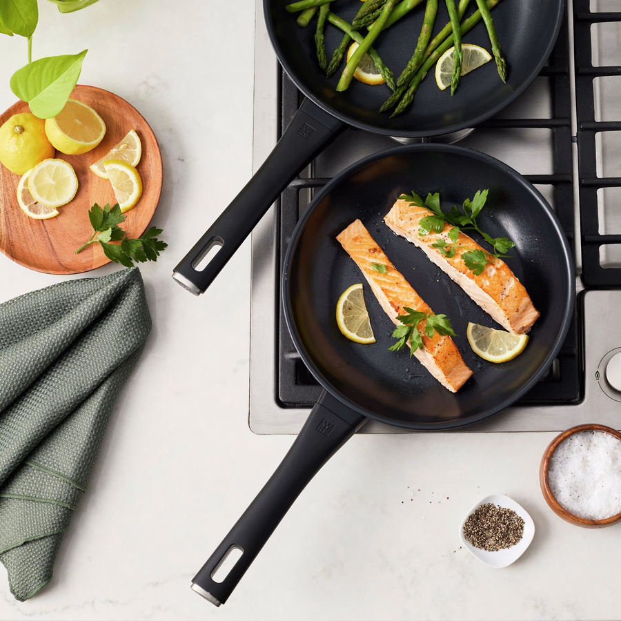 2-pc, Non-stick, Frying Pan Set Titanium-reinforced Ceramic Non-stick Coating