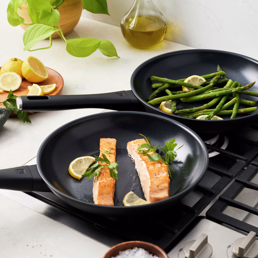 2-pc, Non-stick, Frying Pan Set Titanium-reinforced Ceramic Non-stick Coating