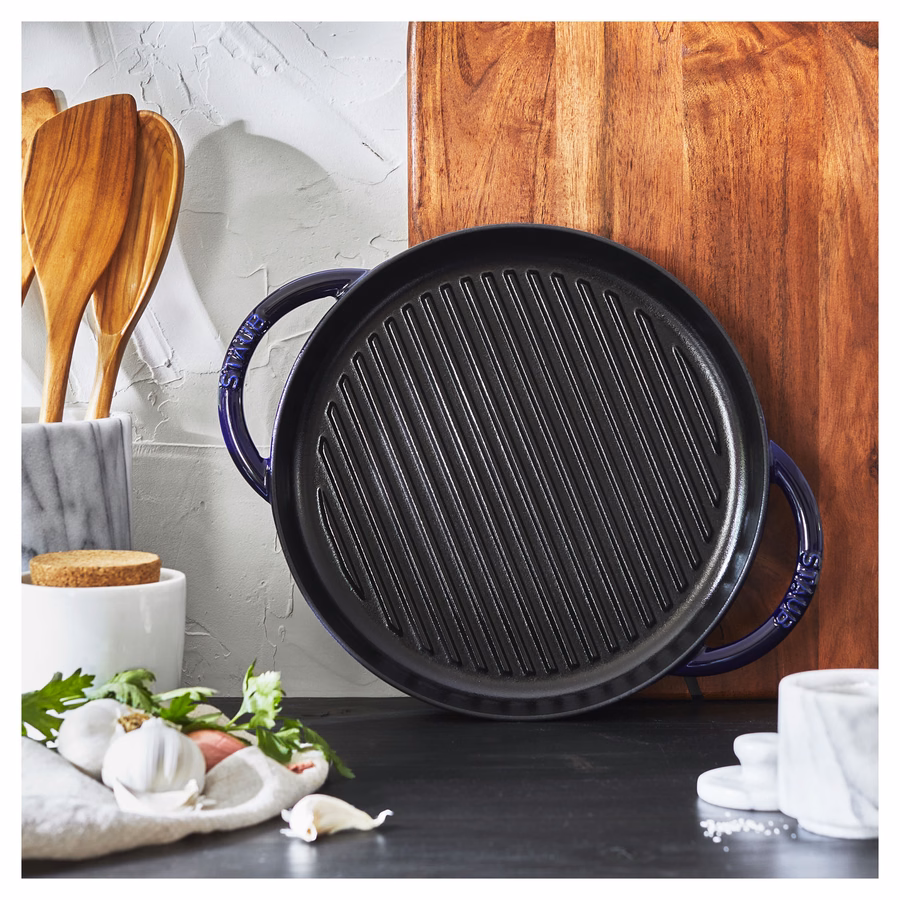 10-inch, Round Double Handle Pure Grill, Dark Blue