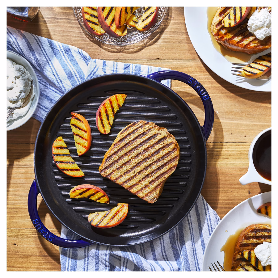 10-inch, Round Double Handle Pure Grill, Dark Blue