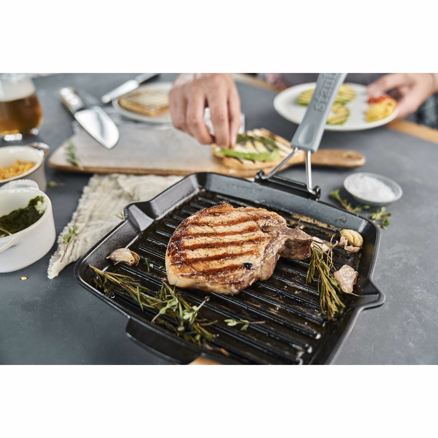 9.5-inch, Square, 9.5" Folding Grill, Matte Black