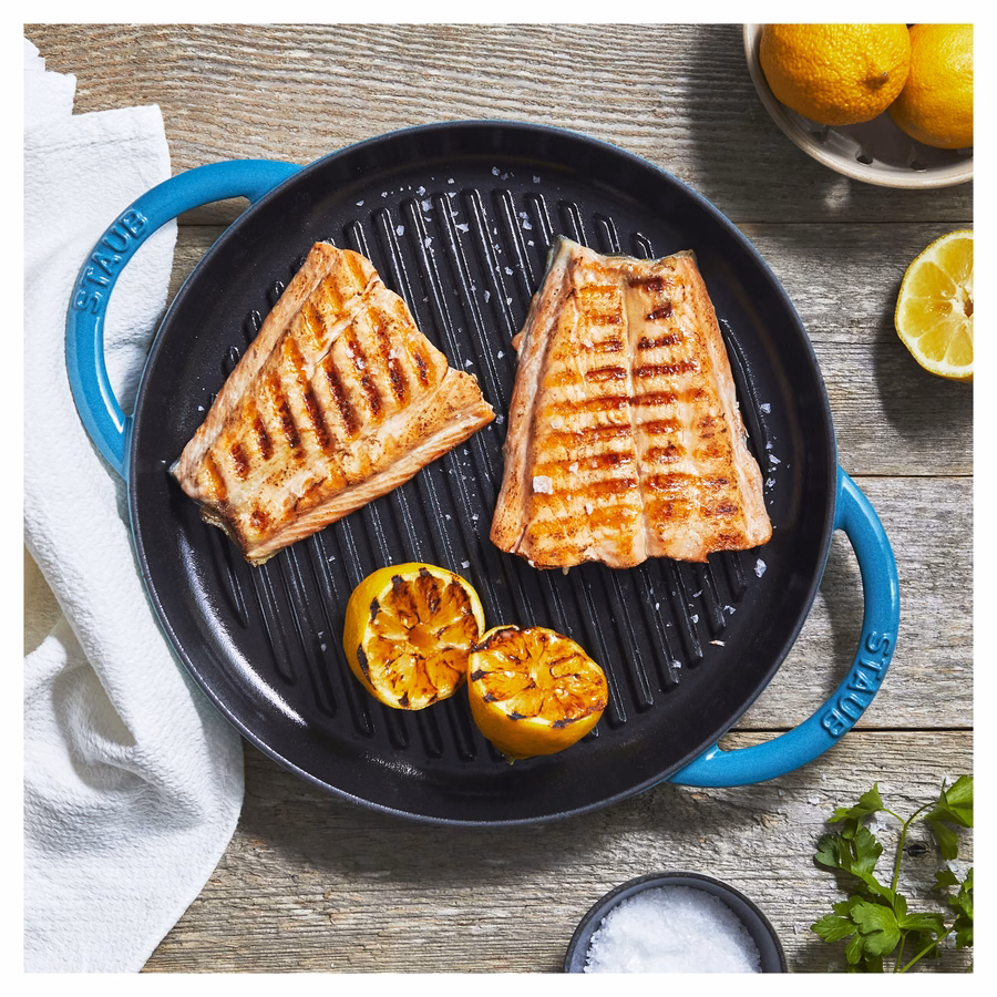 10-inch, Round Double Handle Pure Grill, Turquoise