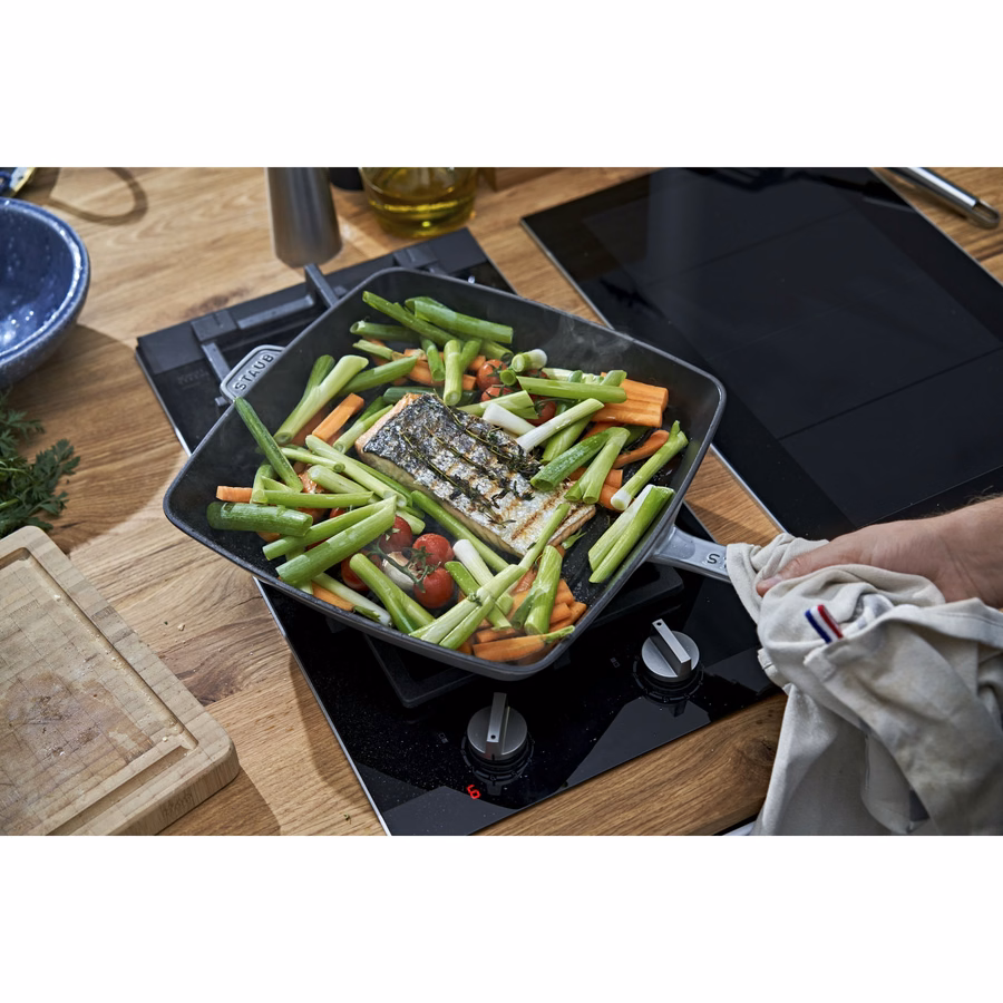 12-inch, Cast Iron, Square, Grill Pan, Graphite Grey
