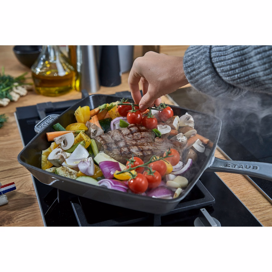 12-inch, Cast Iron, Square, Grill Pan, Graphite Grey