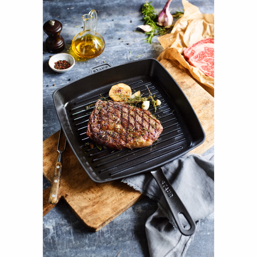 12-inch, Cast Iron, Square, Grill Pan, Graphite Grey